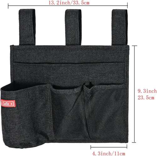 Vista 3 de Zafit Organizador de lino para mesita de noche, organizador de almacenamiento para camas de hospital, dormitorios universitarios o cama de bebé