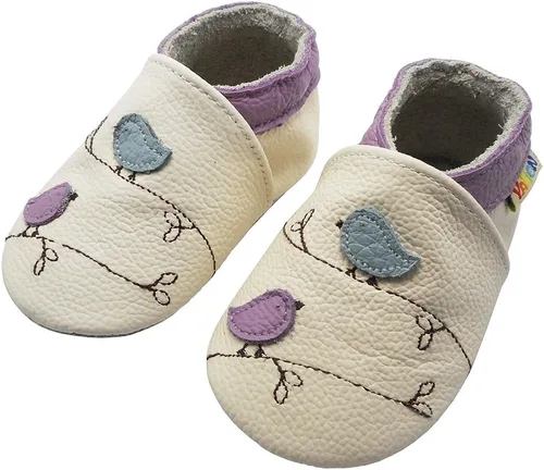Vista 3 de YALION Mocasines para bebés niños y niñas, zapatos de cuero de suela suave, zapatos antideslizantes para cuna para bebés y niños pequeños