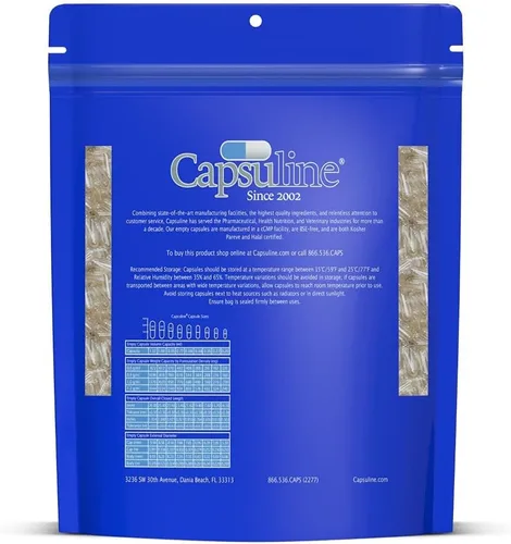 Vista 2 de Capsuline Tamaño 00 – Cápsulas de gelatina vacías transparentes – Cápsulas vacías de gel – Relleno de cápsula de píldora bovina pura – Cápsulas