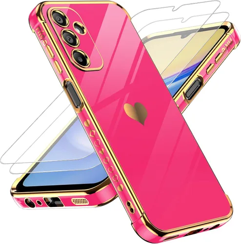 Vista 45 de LeYi Funda para Motorola-G 2025: Love Heart Plating Luxury, Negro