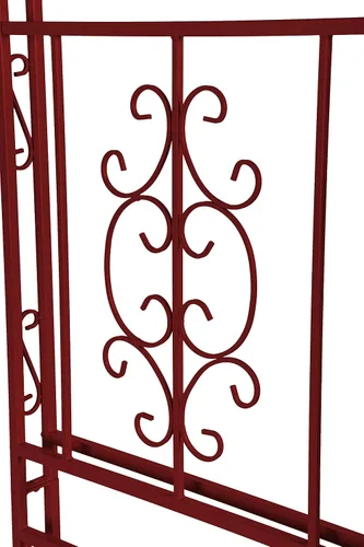Vista 3 de Estructura de arco de jardín al aire libre de metal de Plow & Hearth, de 84 pulgadas de alto, entramado de celosía de hierro para plantas Rojo