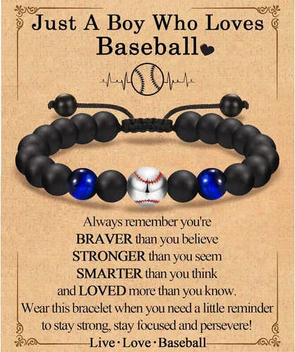 Vista 22 de EFVISD Pulsera de fútbol, baloncesto, béisbol, hockey para regalos para niños jugadores amantes de equipos, hijo, nieto, hermano, sobrino, amigo