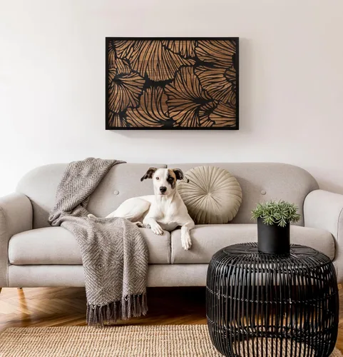Vista 5 de Kate and Laurel Sago - Placa decorativa moderna de madera, 23 x 33 pulgadas, negro y marrón rústico, arte de pared floral de madera pintada