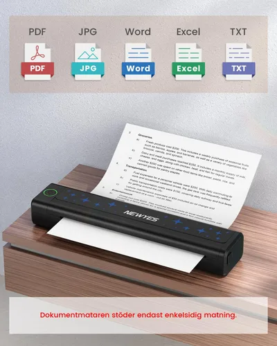 Vista 4 de NEWYES Impresora térmica portátil Impresora sin tinta Conectividad inalámbrica Viajes de negocios Uso educativo en el hogar