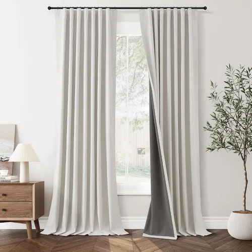 Vista 48 de Jowels Cortinas opacas de lino natural de 96 pulgadas de largo, 2 paneles