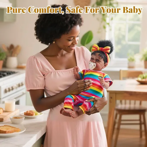 Vista 5 de JIZHI Muñecas Bebé Reborn Negras - Cuerpo Suave Realista Afroamericana Muñeca de Niña Recién Nacida de 20 Pulgadas Mejor Set de Regalo de Cumpleaños