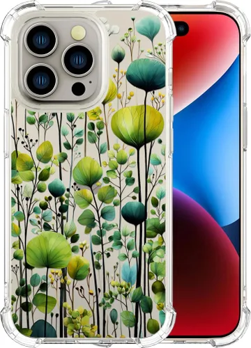 Vista 46 de Compatible con iPhone 14, funda transparente y bonita para mujeres y niñas, diseño floral, diseño floral femenino, funda para teléfono 14