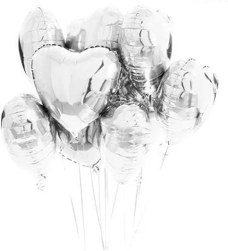 Vista 24 de 10 globos de papel de aluminio con forma de corazón de oro rosa, globos de helio, decoraciones de fiesta de cumpleaños, globos de boda para niños