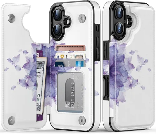 Vista 120 de LETO para iPhone 15 Pro Funda tipo cartera - Tapa tipo folio con patada - Diseños de moda - Tarjetero - Funda protectora para mujeres y niñas - 6.1