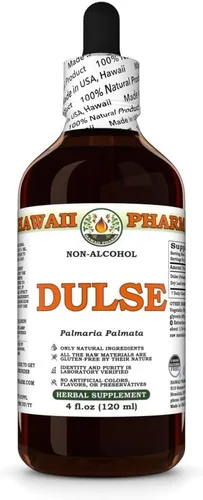 Vista 8 de Dulse (Palmaria Palmata) Glicerita de hoja seca, fabricada en Hawái, totalmente natural, vegano, probado en laboratorio, extracto líquido sin