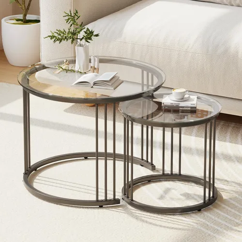 Vista 8 de Garden 4 you Mesa de Centro de Mármol Sintético Mesa Nido para Espacios Pequeños 2 Juegos Muebles Modernos Juegos de Sala Mesa Auxiliar Lateral