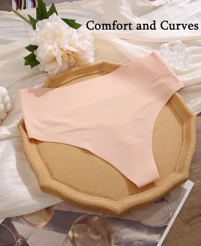 Vista 3 de Knowyou Tangas de cintura alta para mujer, ropa interior sin costuras para mujer, bragas sexys transpirables para mujeres, paquete de 6