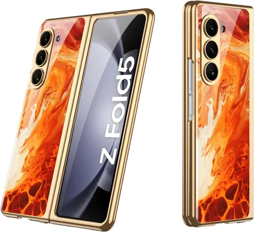 Vista 16 de Funda para Galaxy Z Fold 5, elegante marco galvanizado con vidrio estampado, protector de pantalla integrado compatible con Samsung Galaxy Z Fold 5