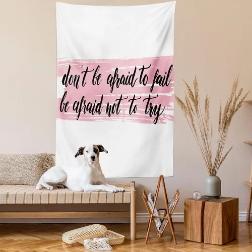 Vista 2 de Ambesonne Tapiz de estilo de vida, impresión artística con texto en inglés «Do Not Be Afraid to Fail Be Afraid to Try Words», para colgar