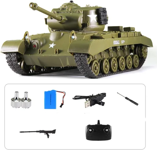Vista 2 de POCO DIVO Pershing M26 Tanque Pesado US RC Infrarrojos Batalla Panzer 2.4Ghz Modelo a Escala 1/30 Vehículo Militar con Luces de Sonido