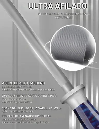 Vista 3 de WILDMOK Afilar la dureza estupenda que afila Rod de acero, sacapuntas de cuchillo de 9 pulgadas