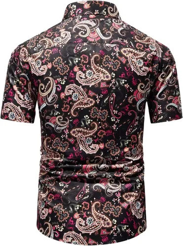 Vista 2 de Camisas de vestir florales para hombre, diseño de lujo, estampado 3D, retro, vibrante, casual, con botones, para fiesta en la playa, club