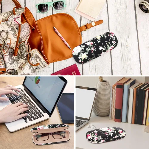 Vista 7 de Estuche rígido para gafas para mujer, diseño floral, retro, estuche portátil