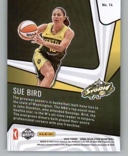 Vista 2 de Panini WNBA Revolution Supernova #14 Sue Bird Seattle Storm - Tarjeta de intercambio de baloncesto 2022