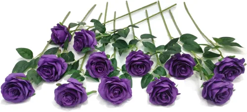 Vista 13 de Laelfe 12 PCS Flores Artificiales Rosas Negras, Flores de Seda Falsas de Tallo Largo Rosa Artificial para Decoraciones de Halloween Hogar Boda Negro