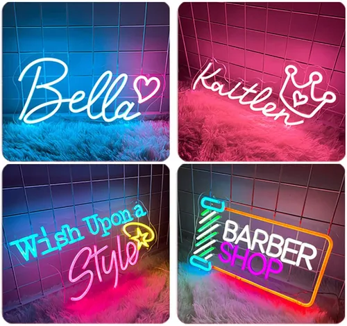 Vista 2 de Letreros de neón LED, hechos a mano, para boda, fiesta de cumpleaños, hogar, habitación, tienda, logotipo, bar, novia, regalos, nombre, luces de 3