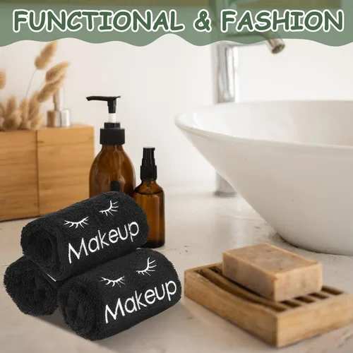 Vista 6 de Shimeyao Paños de maquillaje de 13 x 13 pulgadas, toallas de maquillaje reutilizables, paños desmaquillantes, toallas de limpieza facial, toallas