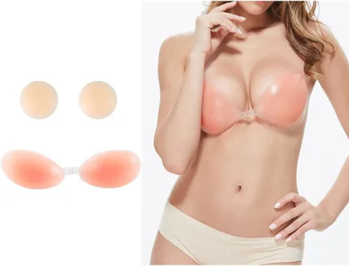 Vista 5 de LiinBeiiLiaa (2 piezas) Brasier adhesivo, sin tirantes, brasier sin espalda, brasier adhesivo push up, sujetadores de silicona invisibles para mujer