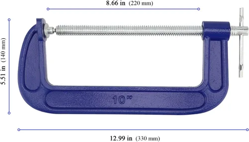 Vista 2 de KEILEOHO Juego de 3 abrazaderas C grandes de 10 pulgadas, abrazaderas C de agarre rápido, abrazadera G resistente para carpintería, color azul
