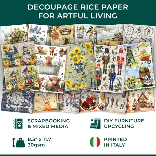 Vista 4 de Papel de arroz para Decoupage A4 Feliz Navidad (Cara de Papá Noel Rosa - 2 hojas)