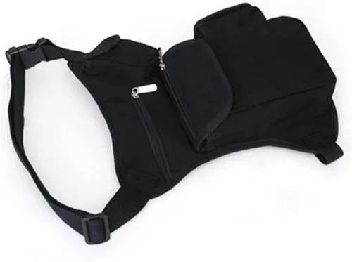 Vista 4 de Riñonera de lona, riñonera multiusos para carreras, táctica, de pierna caída, para motocicleta, ciclismo al aire libre, bolsa de muslo, Negro