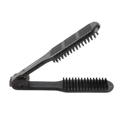 Vista 8 de El doble echó a un lado el peine del cepillo para alisar el cabello - cepillo plano del pelo con el control de las puntas
