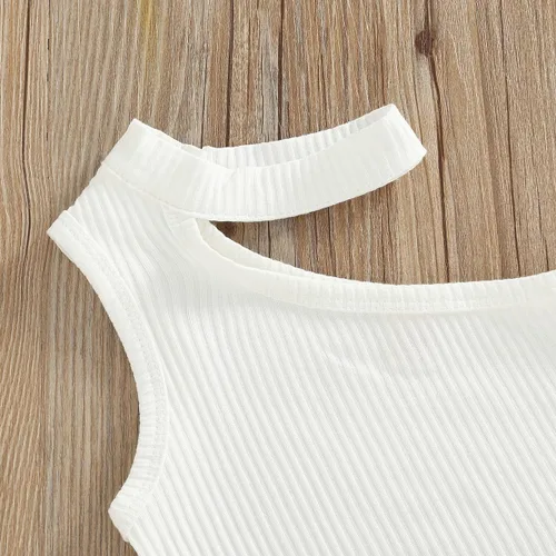 Vista 149 de TheFound Trajes de verano para niñas pequeñas, sin mangas, de punto acanalado, halter, pantalones cortos, ropa para recién nacidos, conjunto de 3
