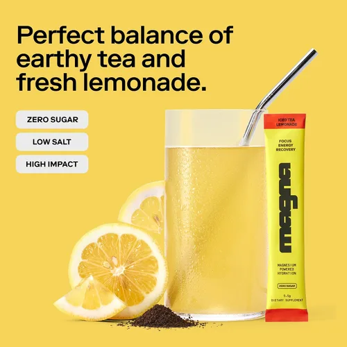 Vista 4 de MAGNA Paquete de mezcla de bebidas en polvo de electrolitos – sabores de limonada de té y limonada de menta, 42 porciones Hidratación, energía