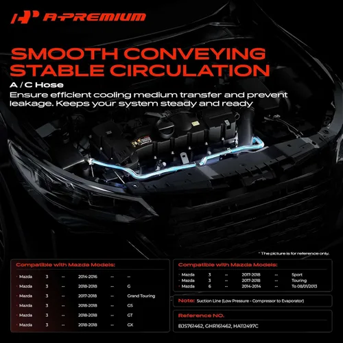 Vista 2 de A-Premium Conjunto de manguera de succión A/C compatible con Mazda 3 2014-2018, 6 2014, Compressor to Evap