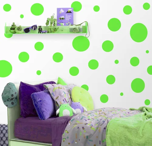 Vista 18 de Calcomanías de pared de lunares negros, calcomanías de decoración de pared para habitación de niñas, puntos de pared, círculo de vinilo