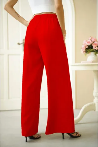 Vista 2 de Lrady Pantalones largos estilo palazzo casuales de cintura alta y pierna ancha pierna ancha piernas abiertas ajuste holgado elegantes pantalones
