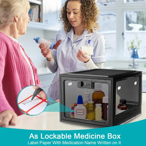 Vista 8 de Lalifebuss Cajas de cerradura de combinación para artículos personales, caja de almacenamiento con cerradura para casillero