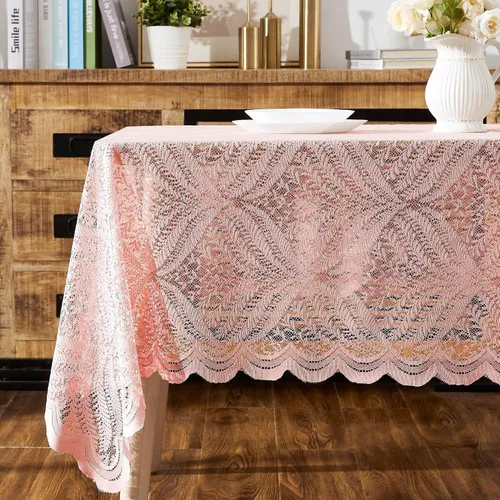 Vista 8 de Warm Home Designs Mantel de encaje negro. Mantel redondo pequeño de 36 pulgadas de diámetro. Mantel floral, superposición rústica o mantel bohemio