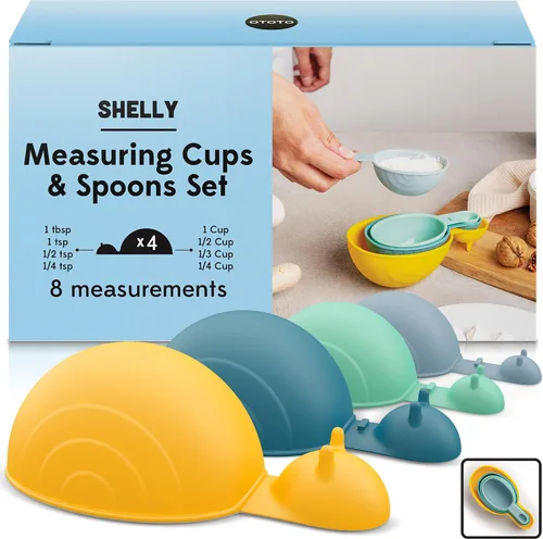 Vista 10 de OTOTO Coney - Juego de tazas medidoras de helado – Juego de tazas medidoras de plástico desmontables para hornear y cocinar, bonitas tazas medidoras