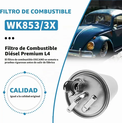 Vista 3 de L4 Premium Filtro de combustible diésel WK853/3X XF65428 compatible con VW