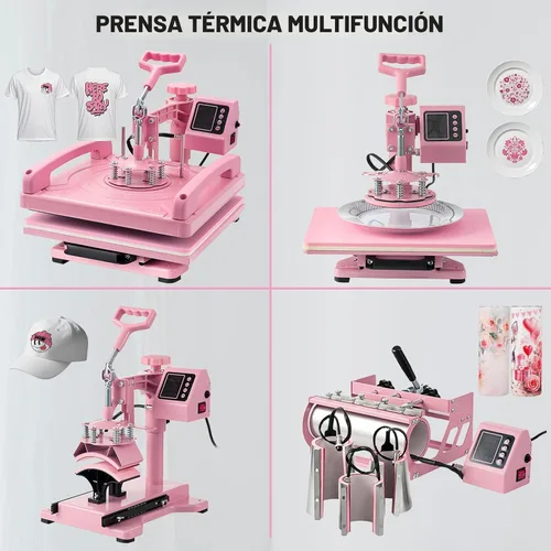 Vista 2 de Leomru Máquina de Prensa de Calor 8 en 1 de 15x15 Pulgadas, Máquina de Prensa de Calor para Camisetas Sombrero Gorra Taza Placa 360° Swing Away