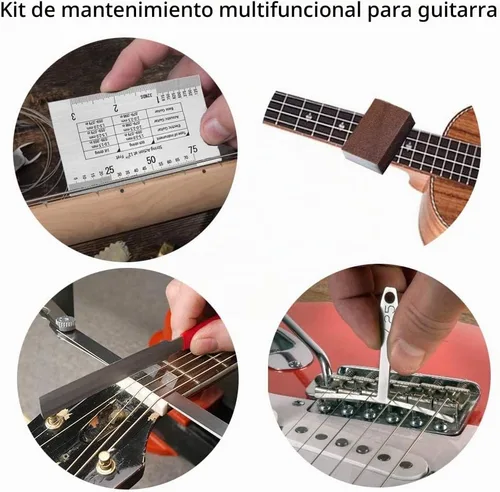 Vista 4 de Kit de herramientas de guitarra de 72 piezas, kit de herramientas de mantenimiento profesional de reparación de guitarra con cuerdas de guitarra