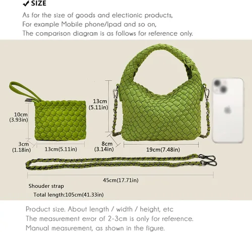 Vista 2 de Bolso tejido para mujer, bolso cruzado de moda, bolso de hombro con asa superior, bolso casual de mano y bolsos de viaje, bolso Hobo