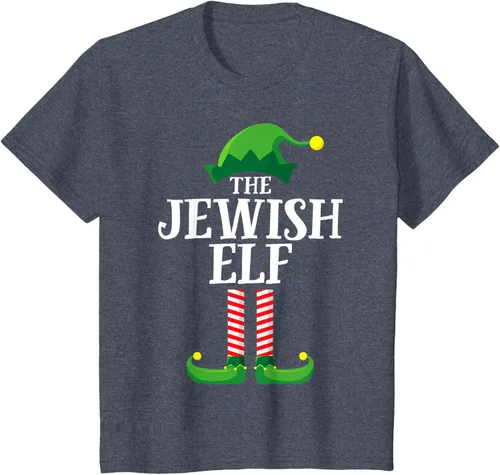 Vista 35 de Playera de pijama para fiesta de Navidad, grupo familiar a juego con elfo judío