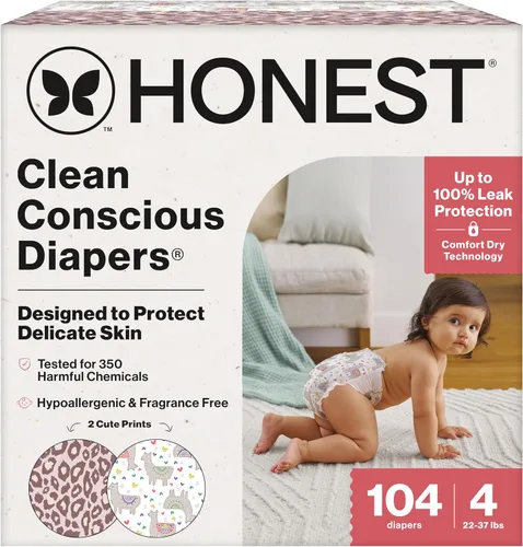 Vista 18 de The Honest Company Comfort Dry Pañales desechables para piel sensible, hasta 100% a prueba de fugas, hipoalergénicos, sin fragancia, Turtle Time