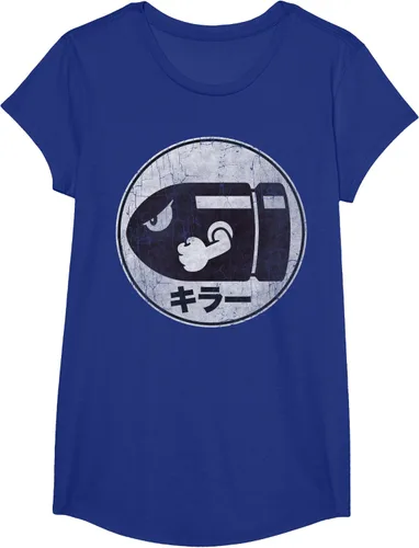 Vista 22 de Super Mario Camiseta con logotipo de Bullet Bill Distressed en Kanji