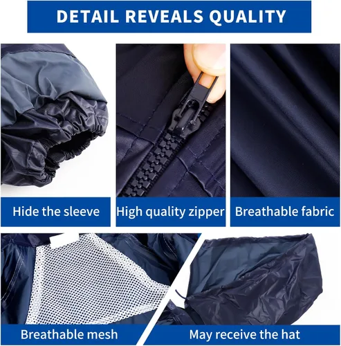 Vista 6 de Traje impermeable al aire libre impermeable transpirable alto rendimiento duradero lluvia Gear chaqueta con capucha
