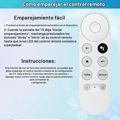 Vista 5 de Control remoto de repuesto para Google TV Streamer (4K), control remoto por voz