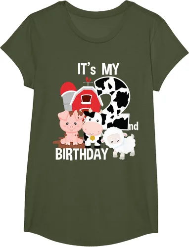 Vista 100 de Camiseta para fiesta de 2 años con texto en inglés "It's My 2nd Birthday", Negro