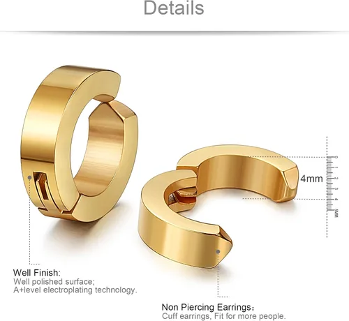 Vista 2 de Jstyle Aretes de acero inoxidable para hombre y mujer, hipoalergénicos